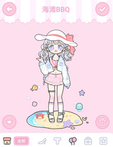 装扮少女海滩BBQ
