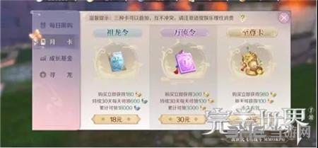 完美世界月卡图