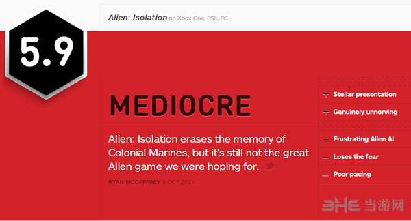 异形隔离获IGN5.9中评