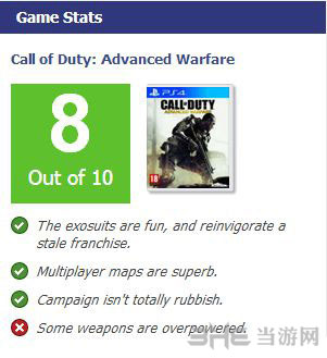 使命召唤11获VideoGamer评分为8分