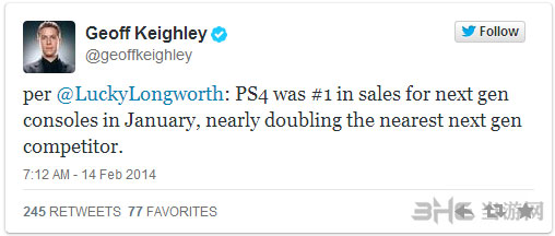 1月PS4销量为XboxOne2倍