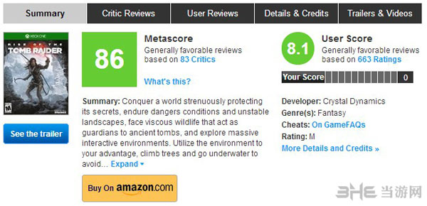 古墓丽影崛起玩家评分