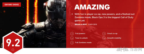使命召唤12黑色行动3 IGN评分