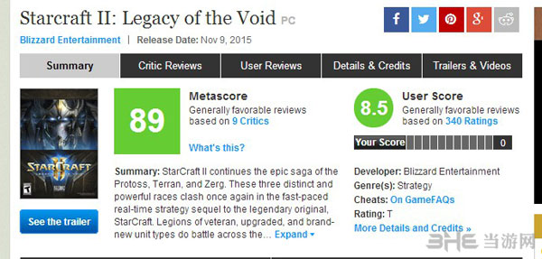 星际争霸2虚空之遗媒体评分1
