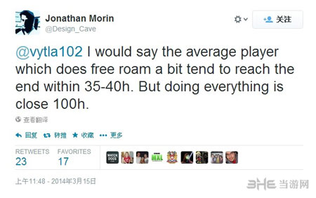 看门狗游戏时长为35-40小时