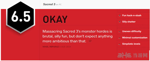 圣域3IGN评分为6.5