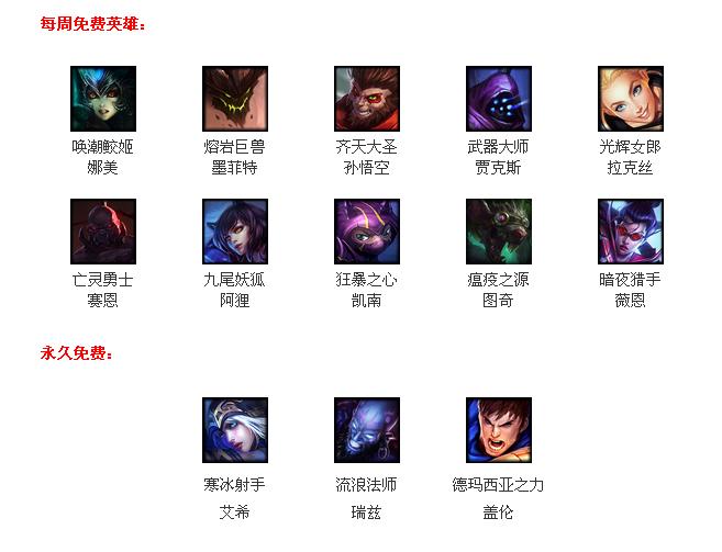 lol7月3日周免英雄查询