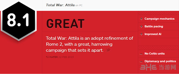 匈奴王全面战争IGN评分