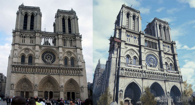 刺客信条大革命巴黎圣母院对比照