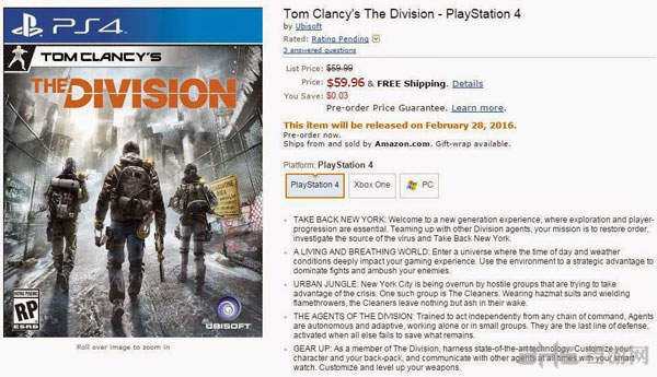 全境封锁亚马逊商品截图2