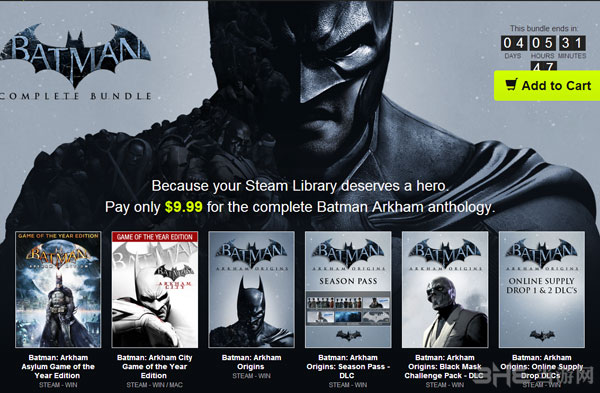 Bundle Stars送福利啦 蝙蝠侠阿甘系列10美元大放送