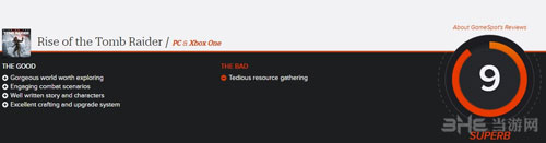 古墓丽影崛起PC版媒体评分1