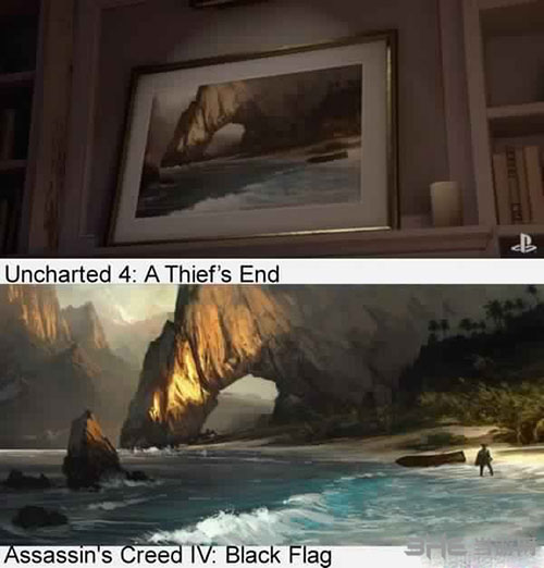 神秘海域4和刺客信条4:黑棋画面对比图