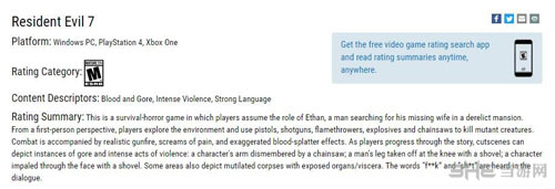 生化危机7ESRB评级描述