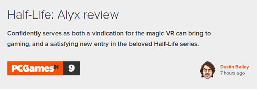 《半条命：Alyx》各媒体评分